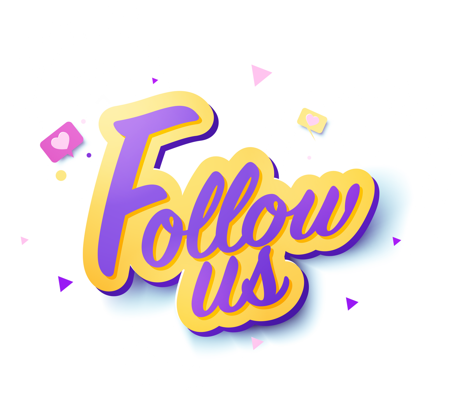 Colorful follow us and button.